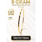 Aks Gold 22 Ayar TSE Belgeli (9 GRAM) 2 mm Kibrit Çöpü Ajda Altın Bilezik İşçiliksiz - 6,2