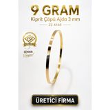 Aks Gold 22 Ayar TSE Belgeli (9 GRAM) 3 mm Kibrit Çöpü Ajda Altın Bilezik İşçiliksiz Yatırımlık