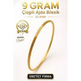 Aks Gold 22 Ayar TSE Belgeli (9 GRAM) Çizgili Ajda Altın Bilezik İşçiliksiz - 6,2