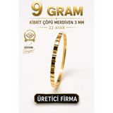 Aks Gold 22 Ayar TSE Belgeli (9 GRAM) Kibrit Çöpü Merdiven 3 mm Ajda Altın İşçiliksiz Bilezik Gold