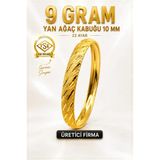 Aks Gold 22 Ayar Tse Belgeli (9 Gram) Yan Ağaç Kabuğu Ajda Bilezik 10 mm Gold Altın Bilezik Düğün Nişan - 6,2