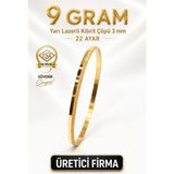 Aks Gold 22 Ayar Tse Belgeli (9 Gram) Yarı Lazerli Kibrit Çöpü 3 mm Altın Işçiliksiz Bilezik Gold