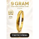 Aks Gold 22 Ayar TSE Belgeli (9 GRAM) Yatay Yan Ağaç Kabuğu 10 mm Ajda İşçiliksiz Altın Bilezik Düğün - 6,2