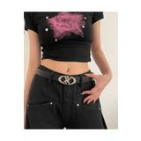 Aksabeltchokers 3.5 cm gümüş renk yıldız tokalı kadın pantolon kemeri
