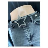 Aksabeltchokers 3.cm taşlı gümüş renk yıldız tokalı kadın Kemeri