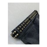 Aksabeltchokers 4.cm Gümüş Renk Piramit&kuş Gözlü Metalci Kemer