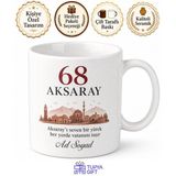 Aksaray Plakalı İsimli Hediyelik Kupa Bardak - 68 Plaka Özel Tasarım Hediye