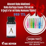 Akscent Koku Makinesi Koku Kartuşu Esansı 250 ml Ve 8 Çeşit 4'er ml Koku Numune Tupleri