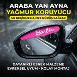 Aksefuar Lazer Barbie Logolu Araba Ayna Yağmur Koruyucu Rüzgarlık - Tüm Araçlara Uyumlu Oto Araç Esnek Ayna Siperlik