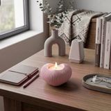 Aksefuar Lazer Kalp Tasarım Modern Dekoratif LED Mumluk Pembe – Minimalist Ev Aksesuarı Pembe