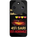 Aksel Kılıf Honor Magic 8 Lite Uyumlu Taraftar Baskılı Glossy Premium Mat Siyah Silikon Kılıf - Galatasaray2G1