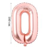 Aksesuar 0 Yaş Balonu- 0 Rakam Balonu- Helyum Balon- Rakam Folyo Balon 40 Inç 100 Cm Rose