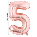 Aksesuar 5 Yaş Balonu- 5 Rakam Balonu- Helyum Balon- Rakam Folyo Balon 40 Inç 100 Cm Rose