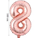 Aksesuar 8 Yaş Balonu- 8 Rakam Balonu- Helyum Balon- Rakam Folyo Balon 40 Inç 100 Cm Rose