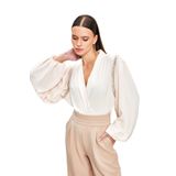 Aksesuar Detaylı Bodysuit Bluz - BEJ