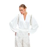 Aksesuar Detaylı Bodysuit Bluz - EKRU