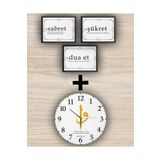 Aksesuar Elif Vav Set Dekoratif Ahşap Duvar Saati (33x33) + 3 Parça Masa (13x17)