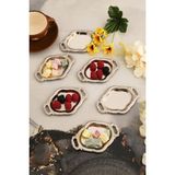 Aksesuar Evreni Cenz's Gümüş 6'lı Set Şekerlik Lokumluk Çerezlik Kahve Yanı Sunumluk Dekoratif Mini Oval Kase - 50 ml
