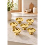 AKSESUAR EVRENİ Modzella Gold 6'lı Set Şekerlik Lokumluk Çerezlik Kahve Yanı Gold Çerçeve Sunumluk Dekoratif Kase