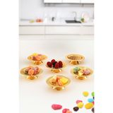 AKSESUAR EVRENİ Nora Gold 6'lı Set Makaronluk Lokumluk Çerezlik Kahve Yanı Sunumluk Dekoratif Özel Tırtıklı
