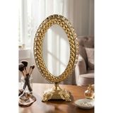 Aksesuar Evreni Openda Eskitme El Aynası Masa Aynası Makyaj Aynası Ayarlanabilir Oval Paslanmaz Çelik Lüks - 22x16cm
