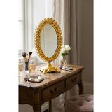 Aksesuar Evreni Openda Gold El Aynası Masa Aynası Makyaj Aynası Ayarlanabilir Oval Paslanmaz Çelik Lüks - Altın - 22x16cm