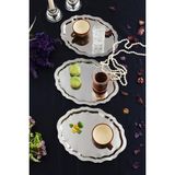 Aksesuar Evreni Ovaldi 3'lü Gümüş Paslanmaz Çelik Oval Kahve Sunum Tepsisi Servis Çay Tepsisi Dekoratif Tepsi - 0 - 3 L