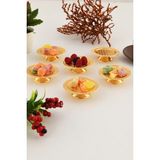 Aksesuar Evreni Pera Gold 6'lı Set Şekerlik Lokumluk Çerezlik Kahve Yanı Sunumluk Dekoratif Özel Tırtıklı - 0,50 ml