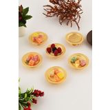 AKSESUAR EVRENİ Pera Gold 6'lı Set Şekerlik Lokumluk Çerezlik Kahve Yanı Sunumluk Dekoratif Özel Tırtıklı