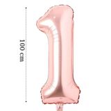 Aksesuar Folyo Balon 1 Rakamı Helyum Balon 100 Cm Rose Renk - 1 Yaş Balonu - 1 Yaş Balon -1 Rakam Balon