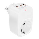 Aksesuarcı Akım Korumalı Tekli Duvar Prizi, Akim Korumali Priz, 1x Priz, 1x Usb, 2x Type-C, 3680W Güç, 16A Akım ve Kısa Devre Koruması, Isıya Dayanıklı (BEYAZ)