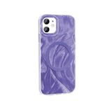 Aksesuarcim Apple ile Uyumlu iPhone 11 Kılıf Fırça Boya Desenli M-Safe Şarj Özellikli Kamera Lens Korumalı Kapak Mor