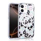 Aksesuarcim Apple ile Uyumlu iPhone 11 Kılıf Leopar Desenli M-Safe Şarj Özellikli Kamera Lens Korumalı Sert Silikon Kapak Jago Beyaz