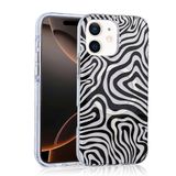 Aksesuarcim Apple ile Uyumlu iPhone 11 Kılıf Leopar Desenli M-Safe Şarj Özellikli Kamera Lens Korumalı Sert Silikon Kapak Jago Siyah-Beyaz