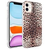 Aksesuarcim Apple ile Uyumlu iPhone 12 Kılıf Desenli Fosforlu Kamera Lens Korumalı Silikon Kapak Bella Leopar