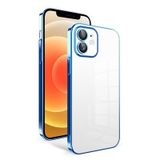 Aksesuarcim Apple ile Uyumlu iPhone 12 Kılıf Şeffaf Kamera Lens Korumalı Mat Renkli Sert Silikon Kapak Garaj Saks Mavi