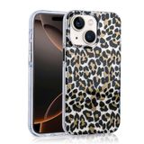 Aksesuarcim Apple ile Uyumlu iPhone 13 Kılıf Leopar Desenli M-Safe Şarj Özellikli Kamera Lens Korumalı Sert Silikon Kapak Jago Siyah-Kahverengi