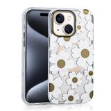 Aksesuarcim Apple ile Uyumlu iPhone 15 Kılıf Papatya Desenli M-Safe Şarj Özellikli Kamera Lens Korumalı Kapak Papat Kahverengi