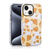 Aksesuarcim Apple ile Uyumlu iPhone 15 Kılıf Papatya Desenli M-Safe Şarj Özellikli Kamera Lens Korumalı Kapak Papat Turuncu