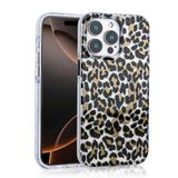 Aksesuarcim Apple ile Uyumlu iPhone 15 Pro Max Kılıf Leopar Desenli M-Safe Şarj Özellikli Kamera Lens Korumalı Sert Silikon Kapak Jago Siyah-Kahverengi