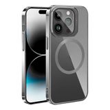 Aksesuarcim Apple ile Uyumlu iPhone 15 Pro Max Kılıf Standlı Kamera Lens Koruyucu Hediyeli M-Safe Şarj Özellikli Kapak Klon Gümüş