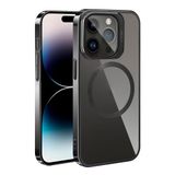 Aksesuarcim Apple ile Uyumlu iPhone 15 Pro Max Kılıf Standlı Kamera Lens Koruyucu Hediyeli M-Safe Şarj Özellikli Kapak Klon Siyah