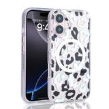 Aksesuarcim Apple ile Uyumlu iPhone 16 Kılıf Leopar Desenli M-Safe Şarj Özellikli Kamera Lens Korumalı Sert Silikon Kapak Jago Beyaz