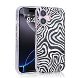 Aksesuarcim Apple ile Uyumlu iPhone 16 Kılıf Leopar Desenli M-Safe Şarj Özellikli Kamera Lens Korumalı Sert Silikon Kapak Jago Siyah-Beyaz