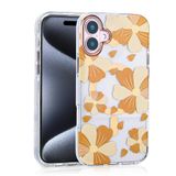 Aksesuarcim Apple ile Uyumlu iPhone 16 Kılıf Papatya Desenli M-Safe Şarj Özellikli Kamera Lens Korumalı Kapak Papat Turuncu