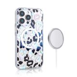 Aksesuarcim Apple ile Uyumlu iPhone 16 Pro Max Kılıf Leopar Desenli M-Safe Şarj Özellikli Kamera Lens Korumalı Sert Silikon Kapak Jago Beyaz