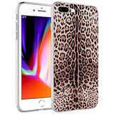 Aksesuarcim Apple ile Uyumlu iPhone 7 Plus Kılıf Desenli Fosforlu Kamera Lens Korumalı Silikon Kapak Bella Leopar