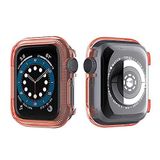 Aksesuarcim Apple ile Uyumlu Watch 1/2/3/4/5 44mm Ekran Koruyucu Darbe Korumalı Kasa Koruma Turuncu