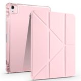 Aksesuarcim Apple iPad Air 11 2025 M3 ile Uyumlu Kılıf Silikon Yumuşak Kalem Bölmeli Esnek 4 Farklı Stand Olabilen Tablet Kılıfı Rose Gold