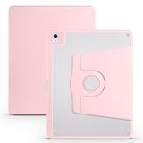 Aksesuarcim Apple iPad Air 13 2025 M3 ile Uyumlu Kılıf Kalem Bölmeli 2 Farklı Stand Olabilen Arkası Şeffaf Kamera Lens Darbe Korumalı Parmak İzi Bırakmayan İnce Tablet Kılıfı Termik Pembe